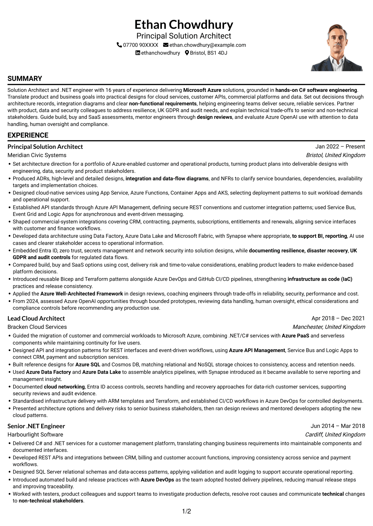 CV example — page 1