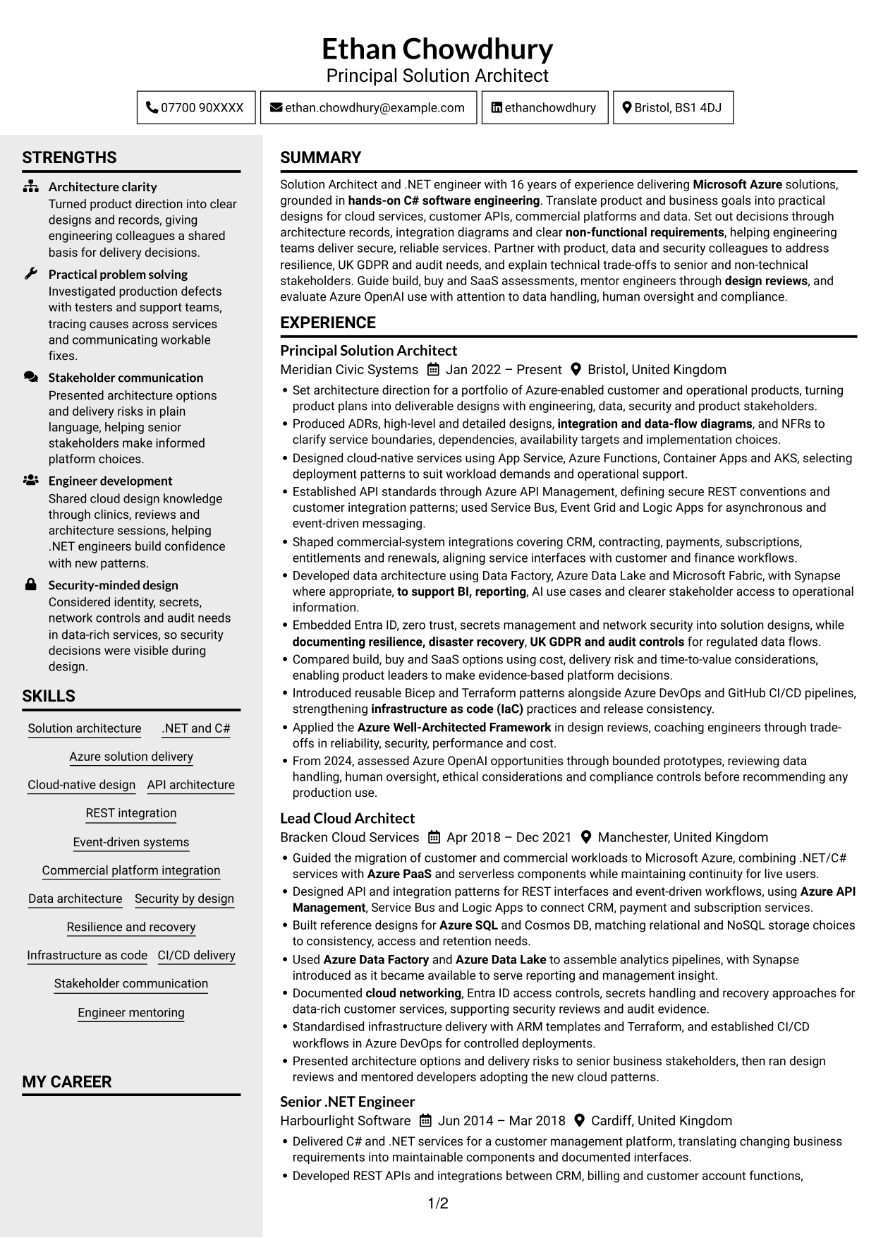 CV example — page 1