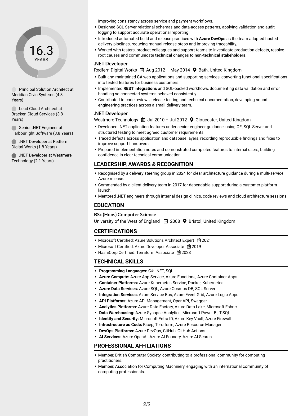 CV example — page 2