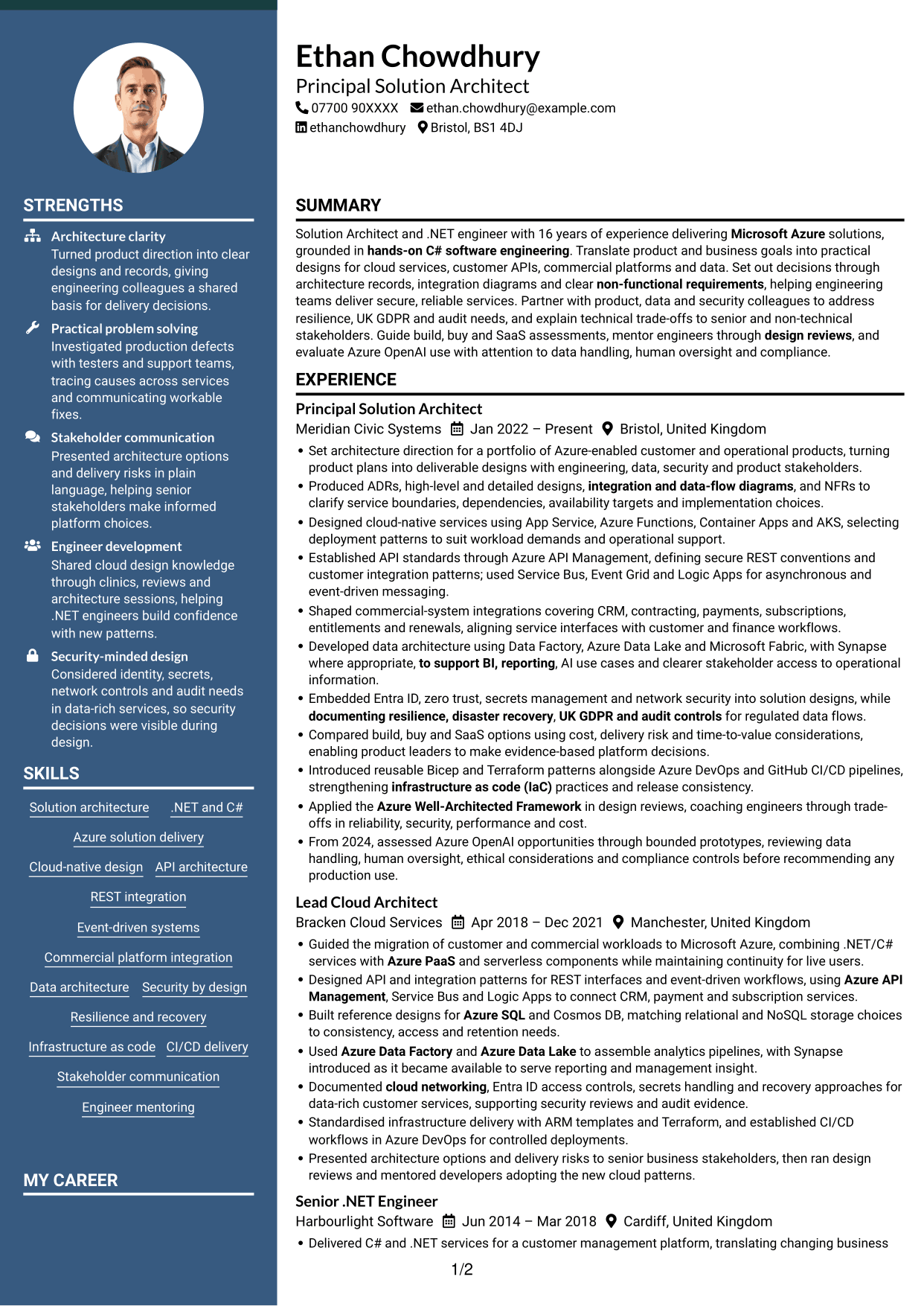 CV example — page 1