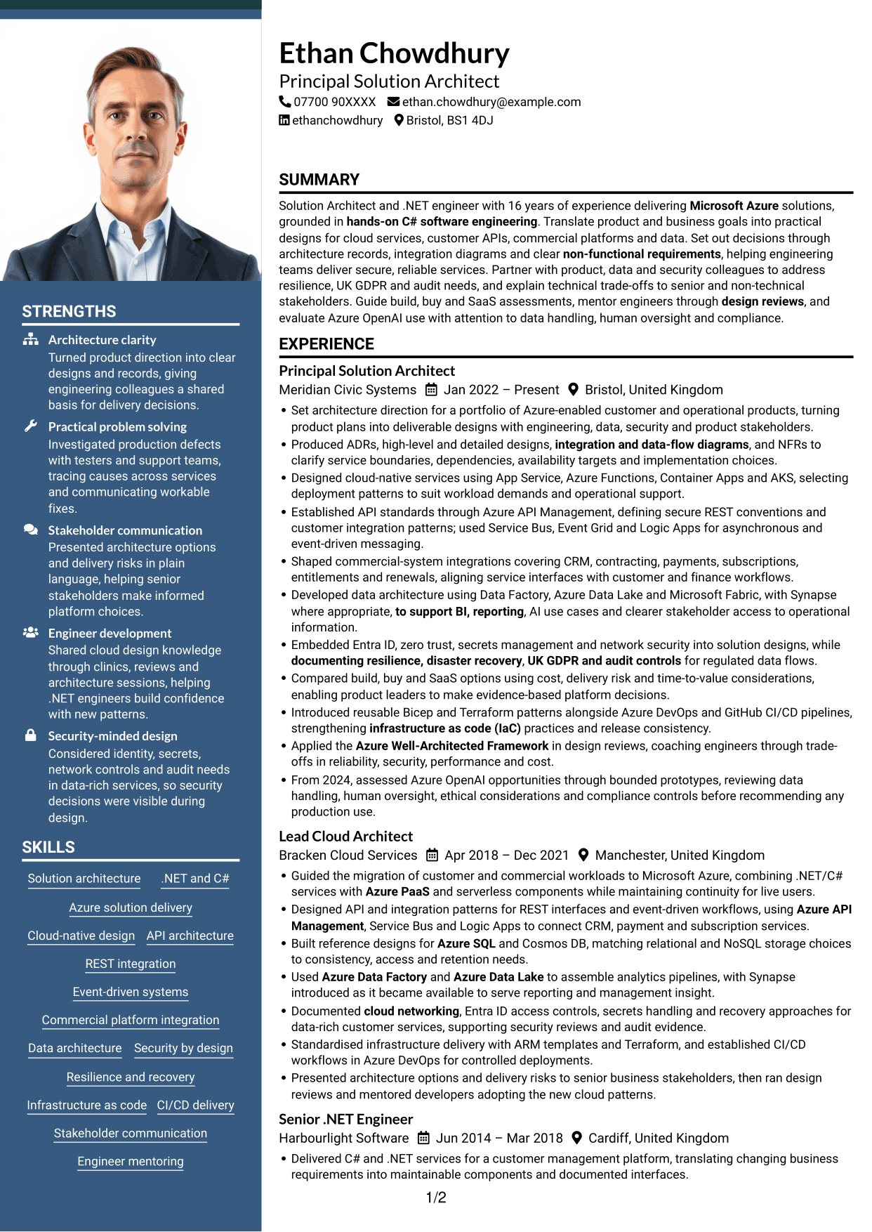 CV example — page 1