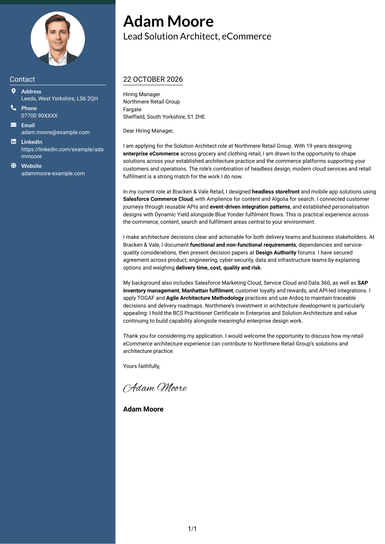 Cover letter example — page 1