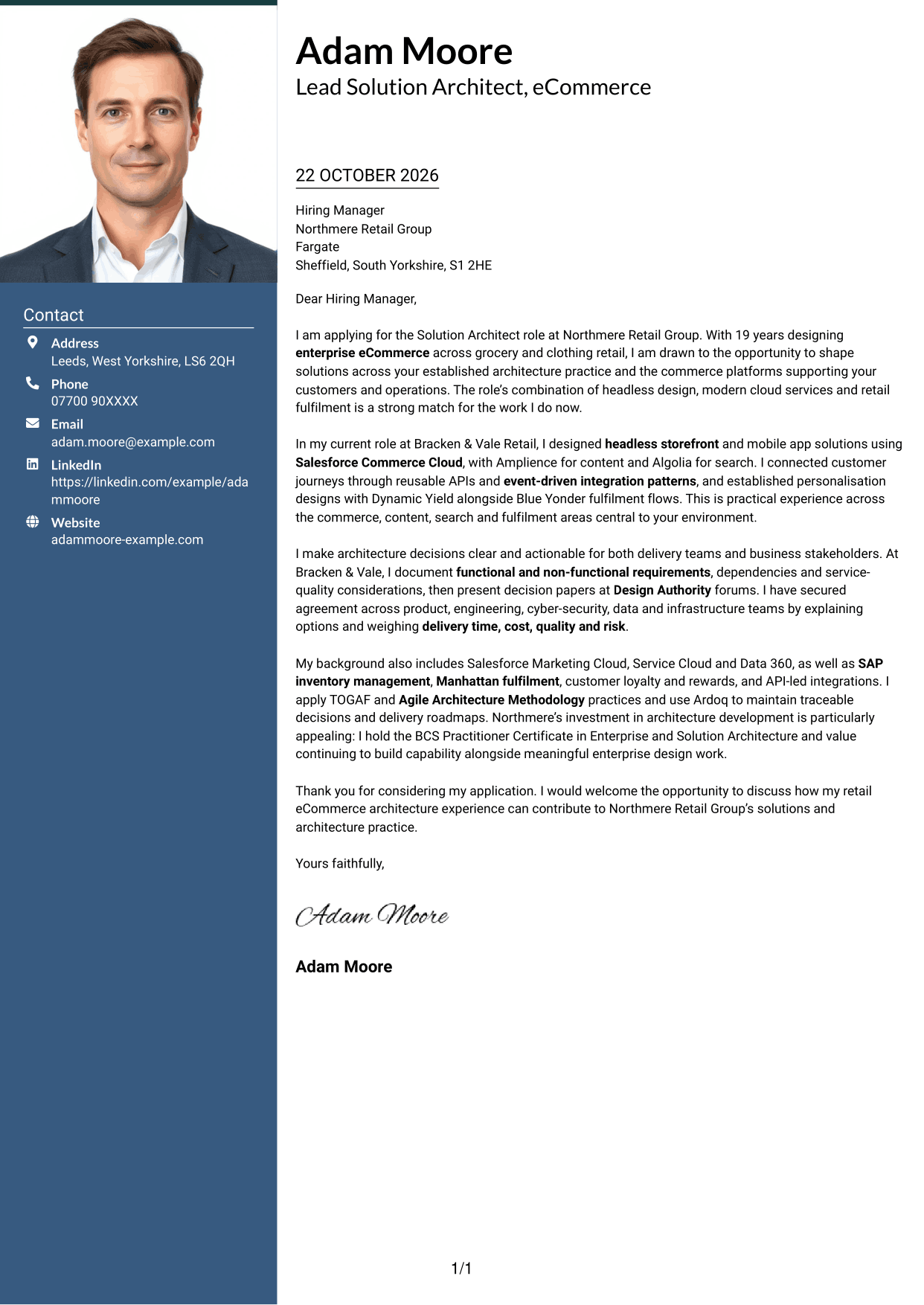 Cover letter example — page 1