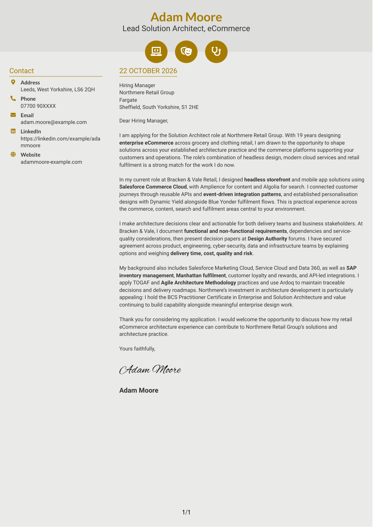Cover letter example — page 1