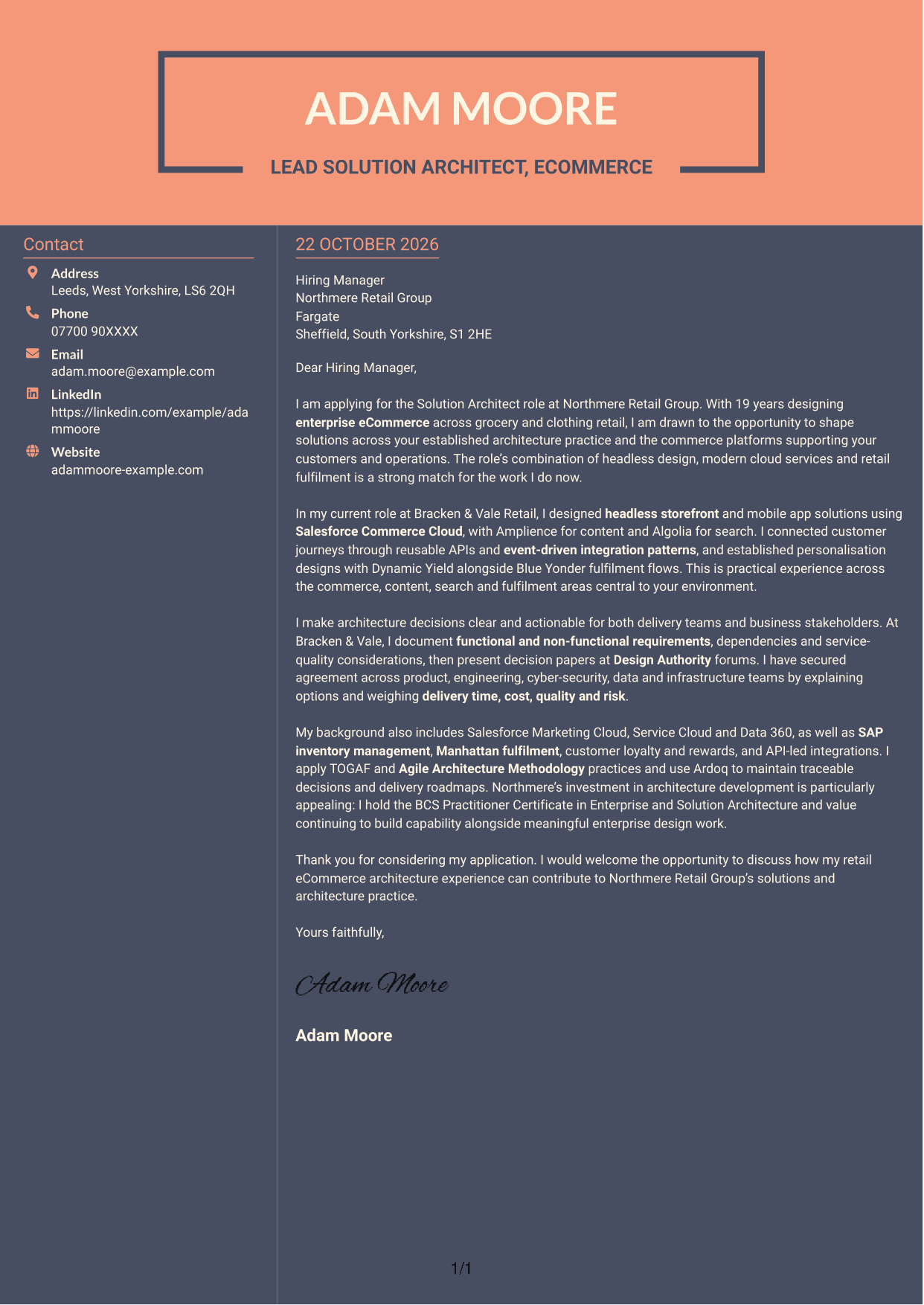 Cover letter example — page 1