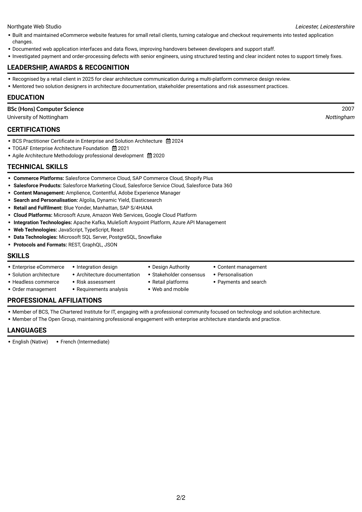 CV example — page 2