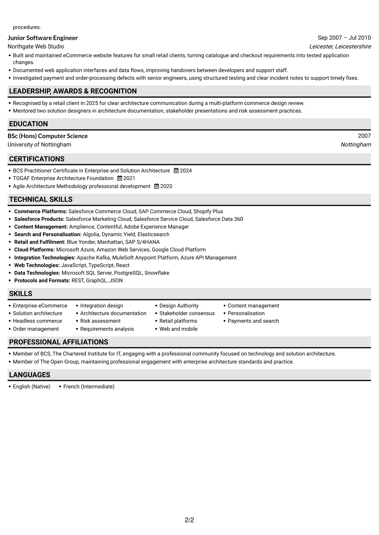 CV example — page 2