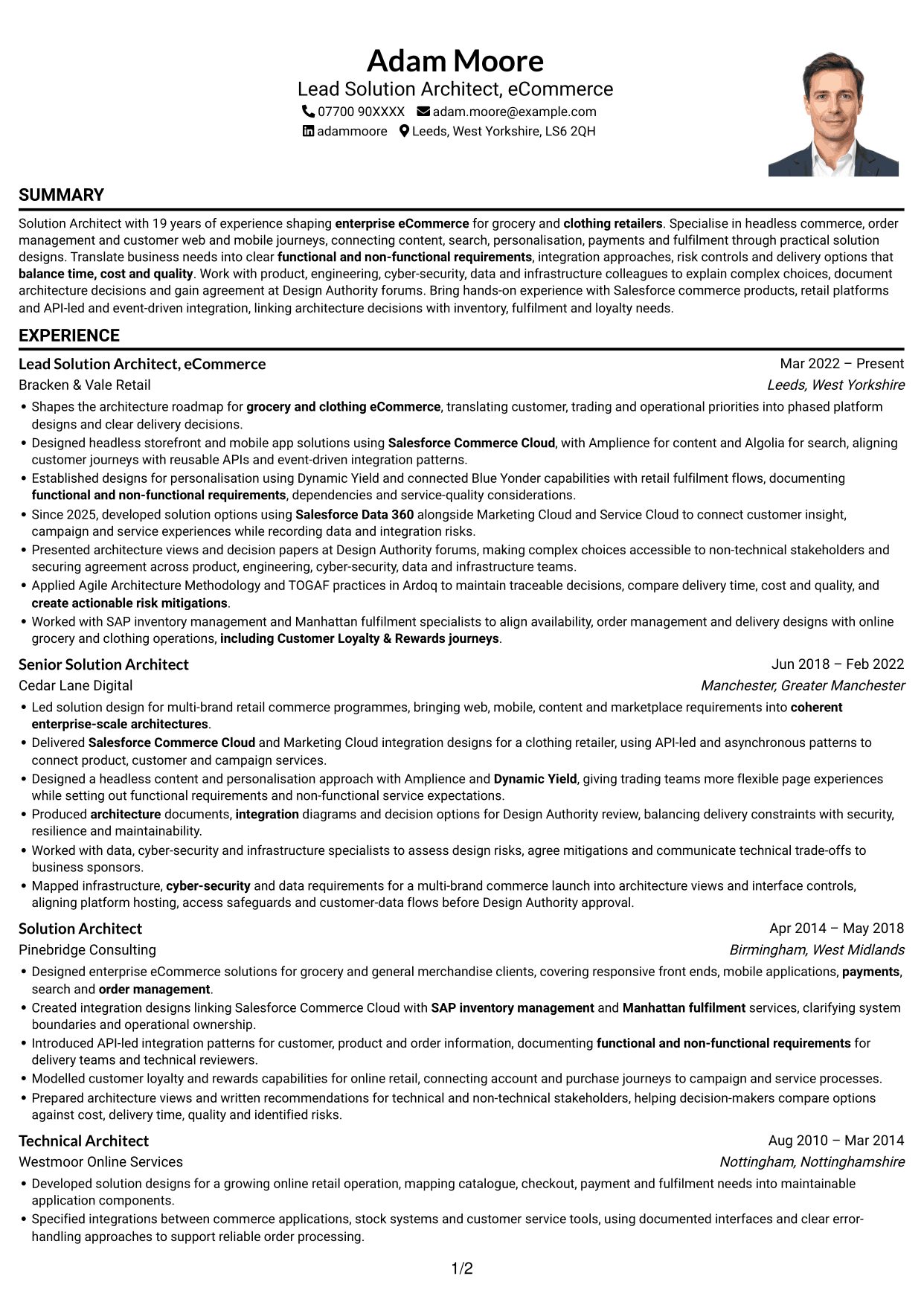 CV example — page 1
