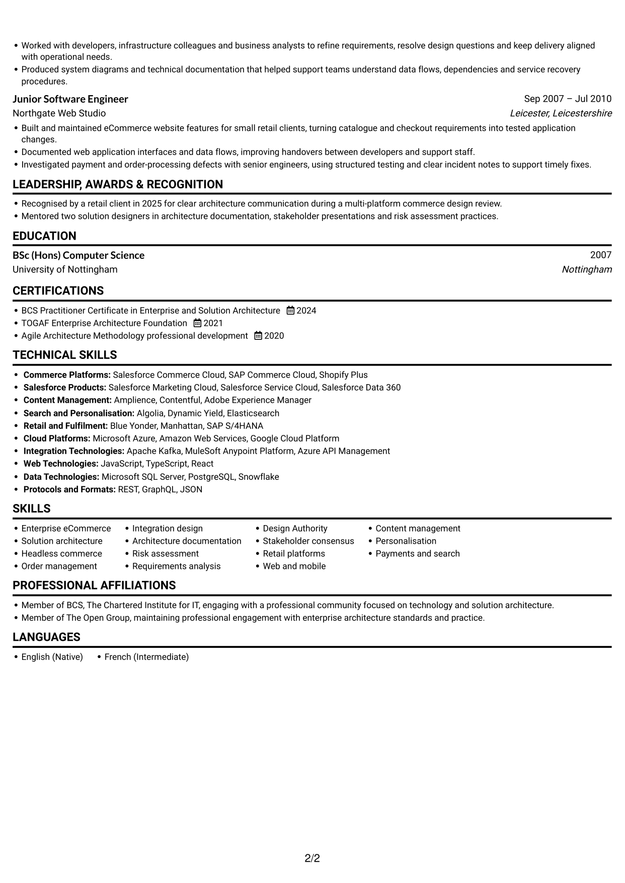 CV example — page 2