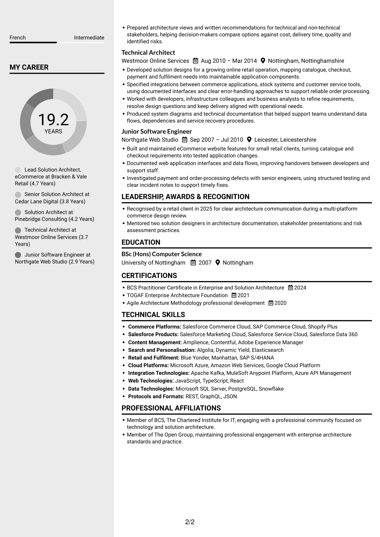 CV example — page 2