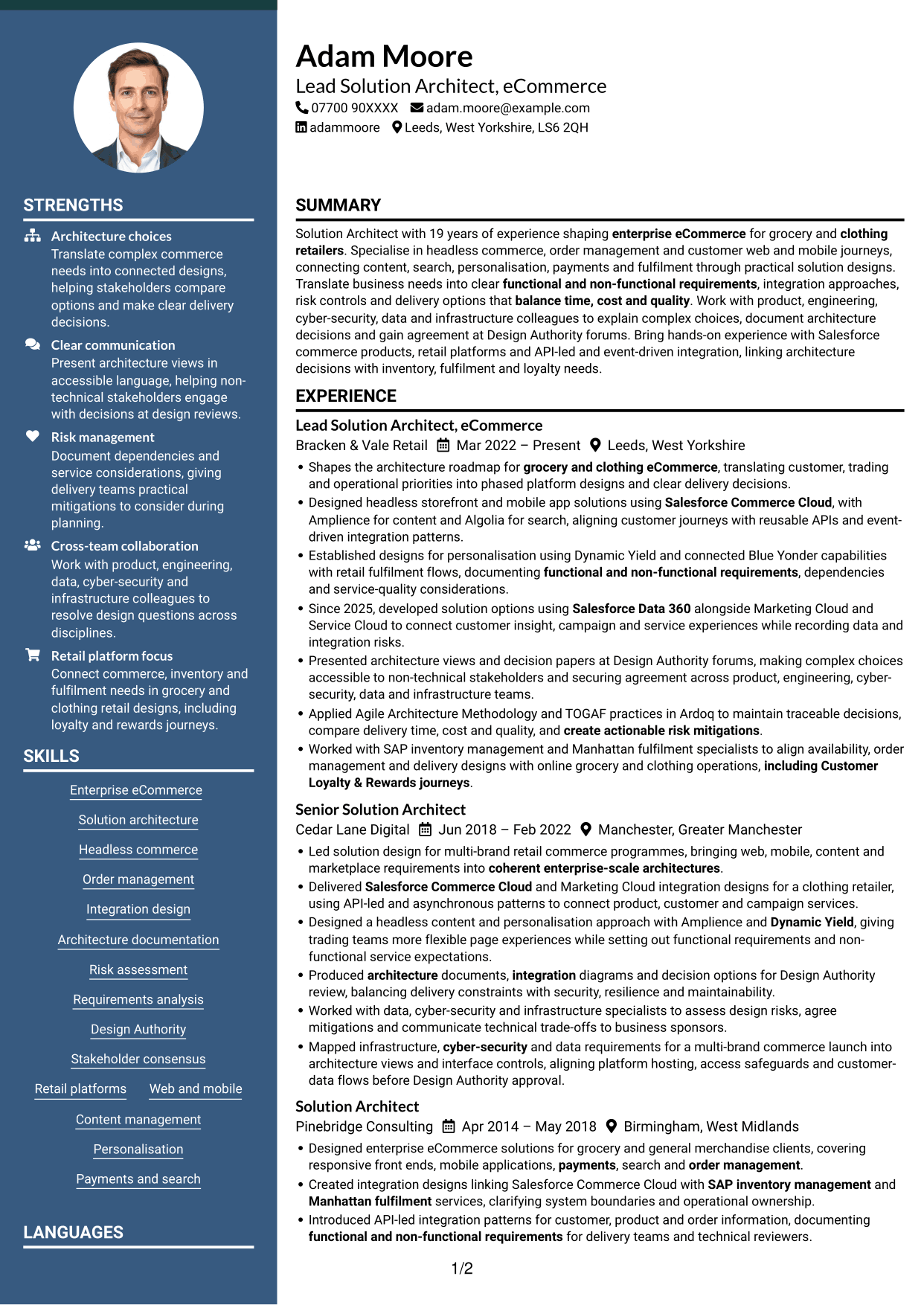 CV example — page 1