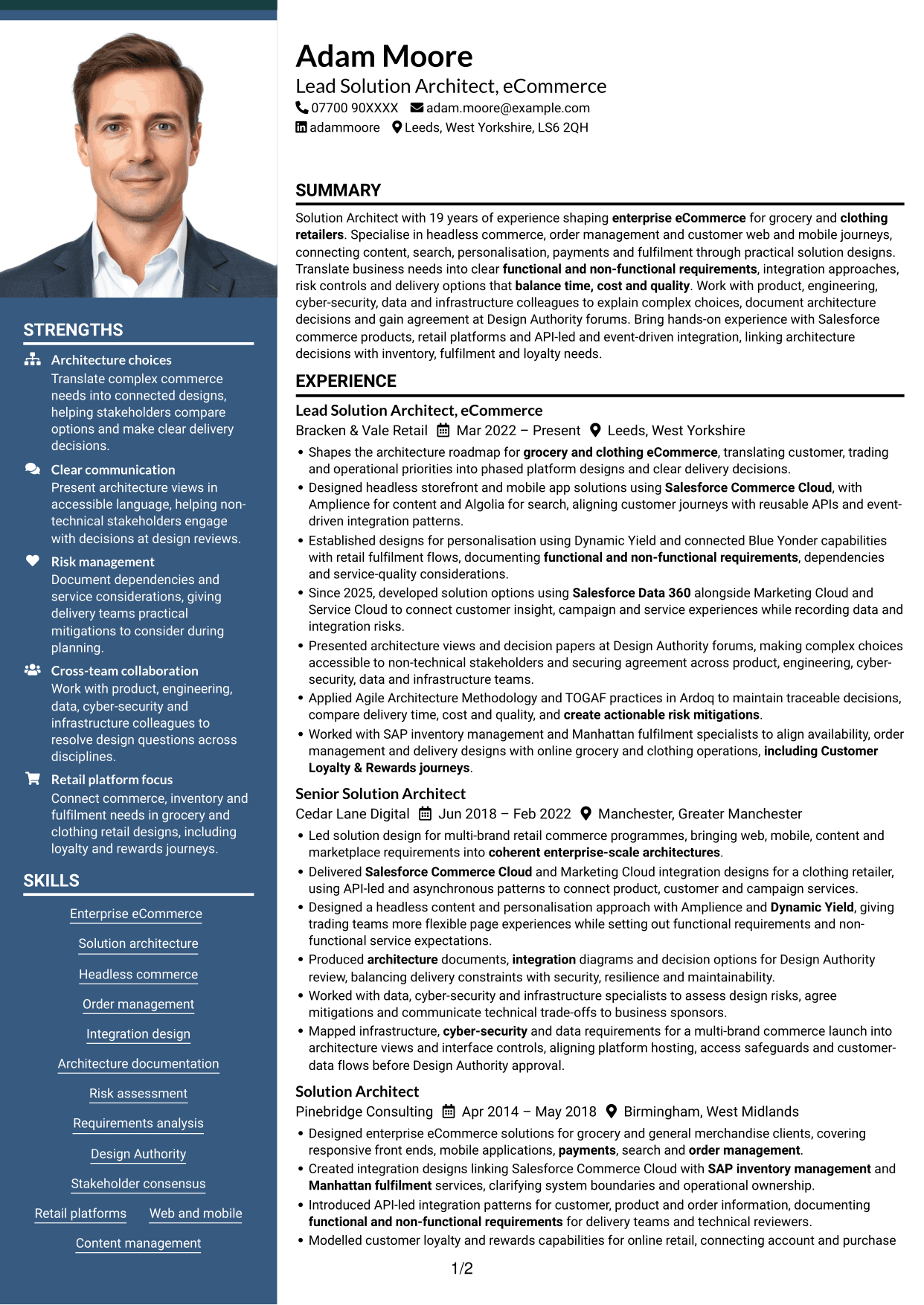 CV example — page 1