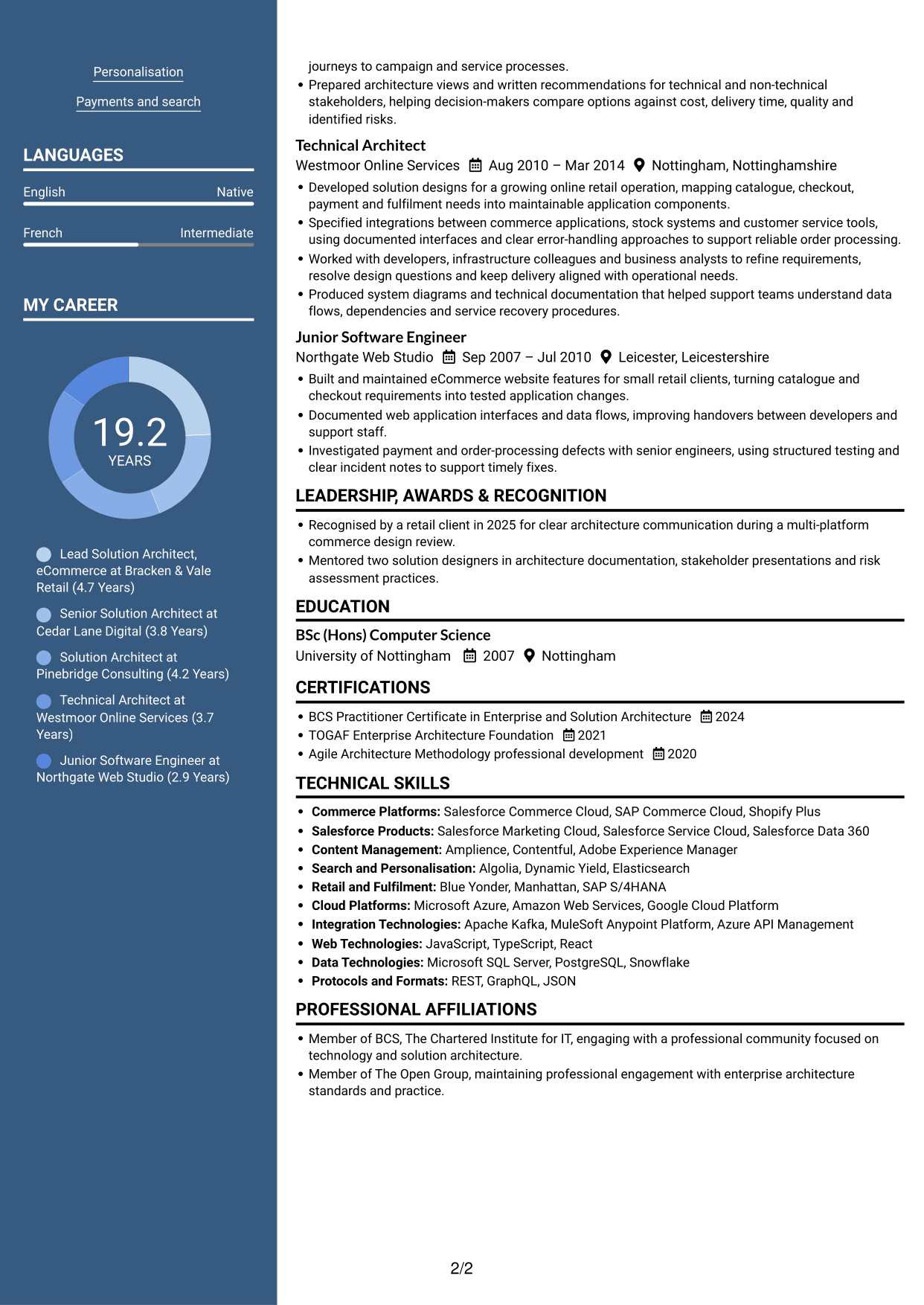 CV example — page 2