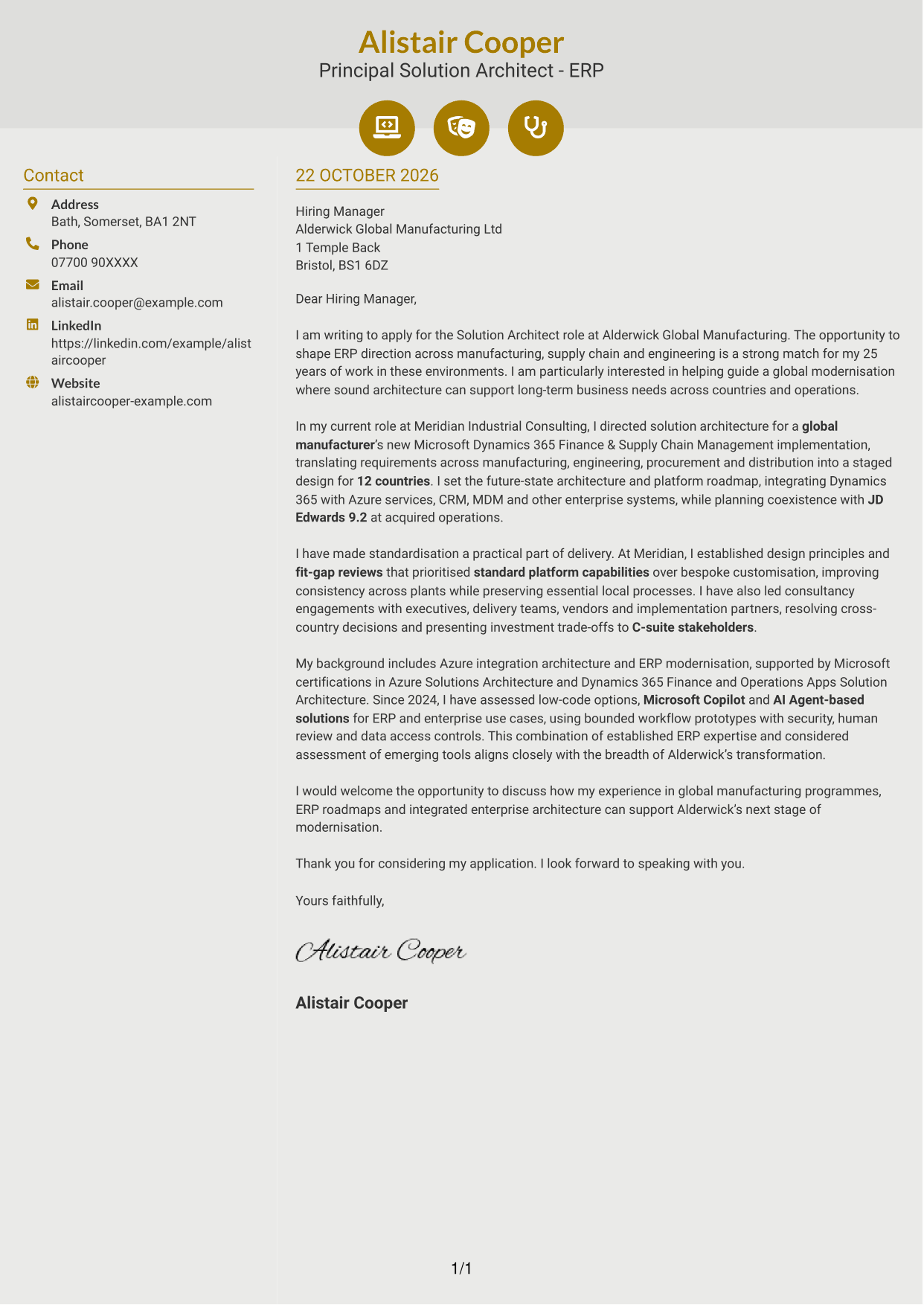 Cover letter example — page 1