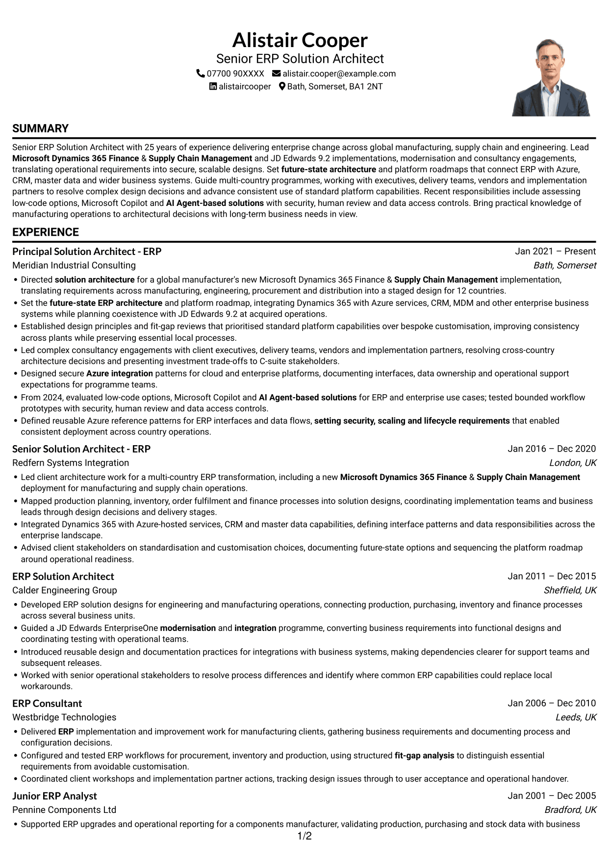 CV example — page 1