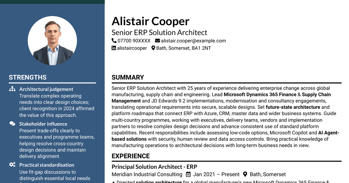 7 Solution Architect - ERP CV Templates with Example
