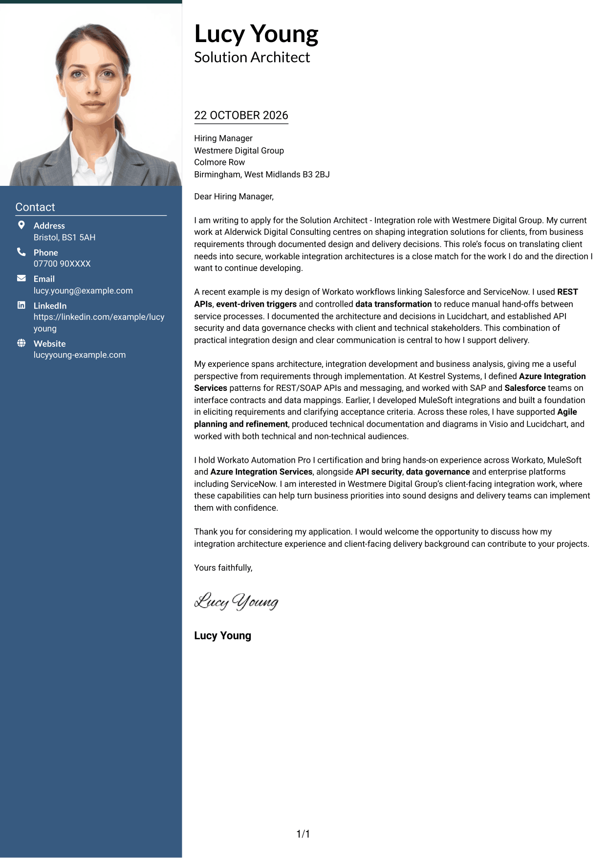 Cover letter example — page 1