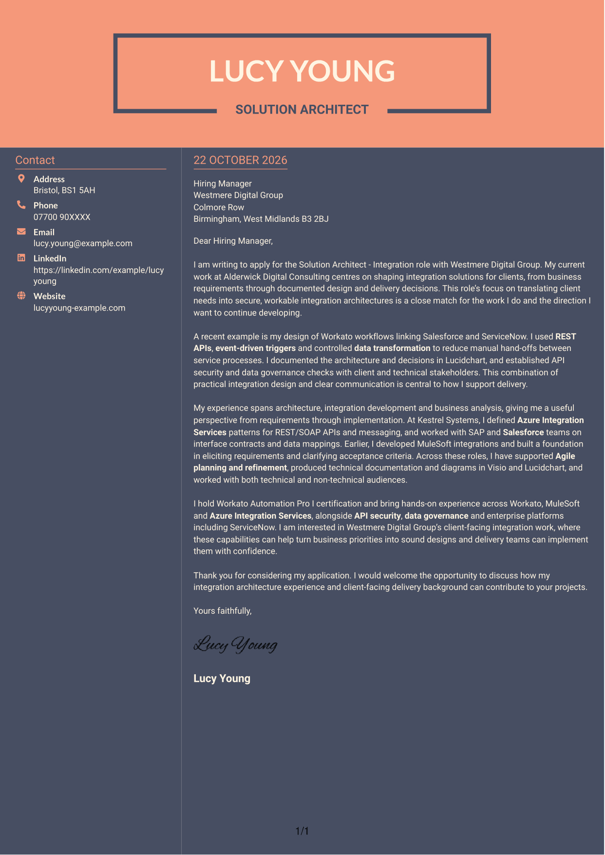 Cover letter example — page 1