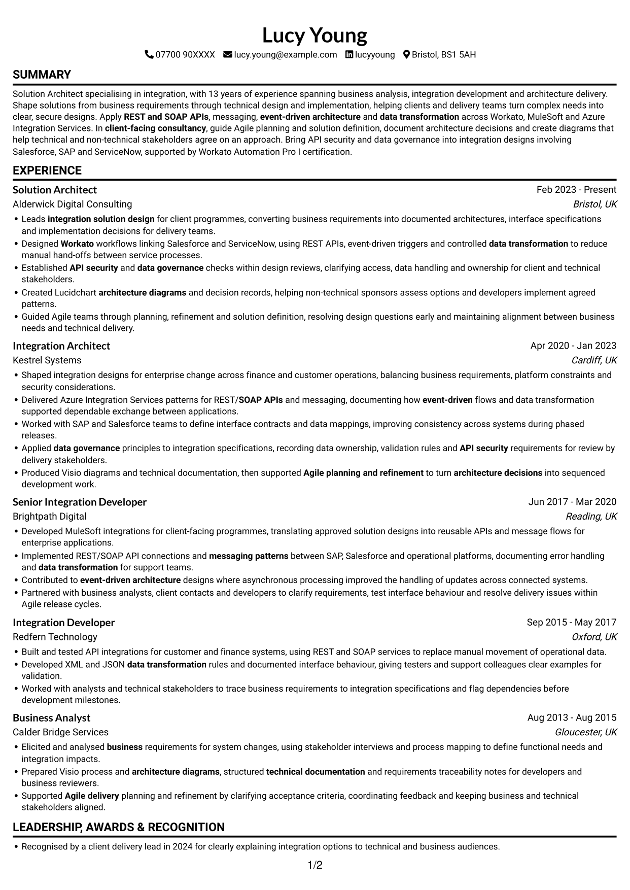 CV example — page 1