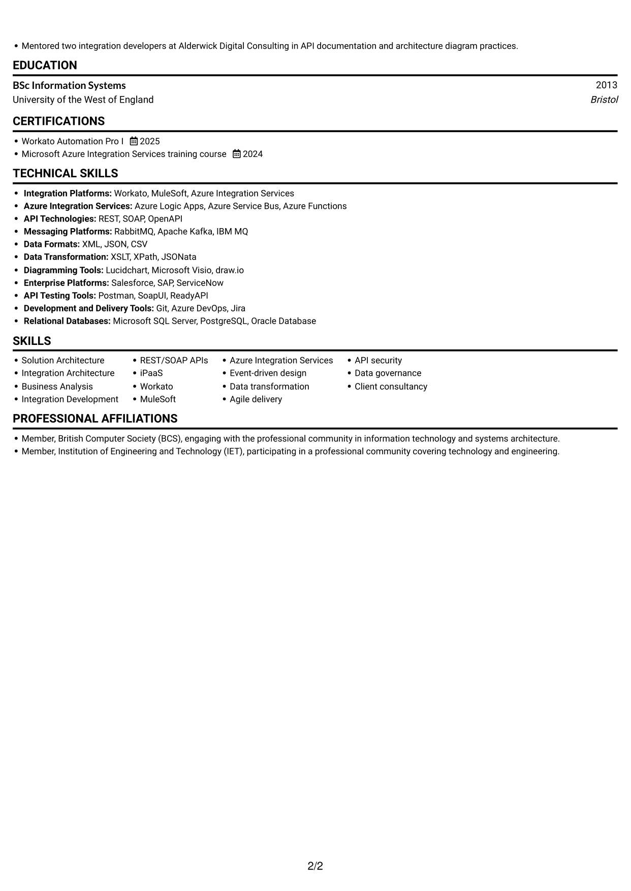 CV example — page 2