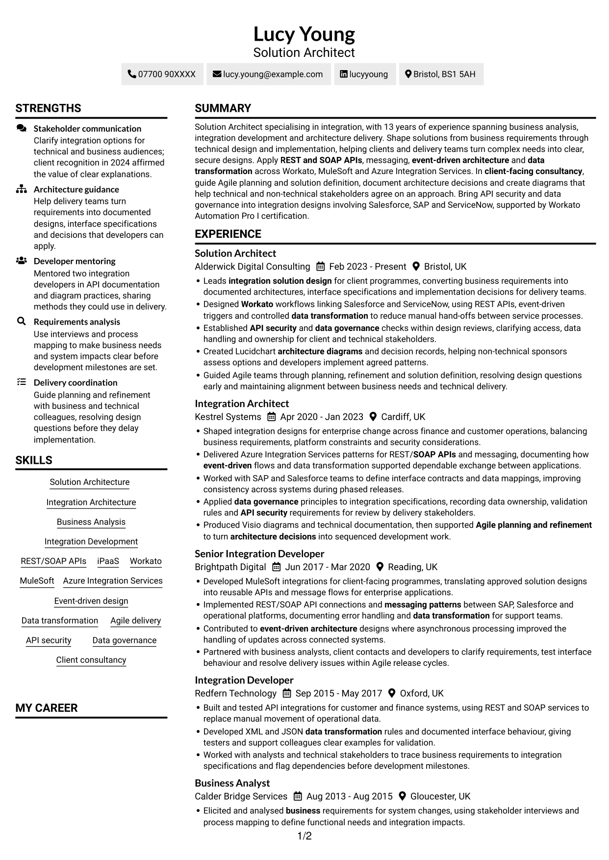CV example — page 1