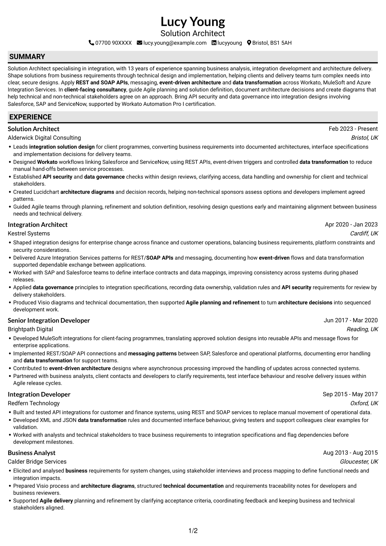 CV example — page 1