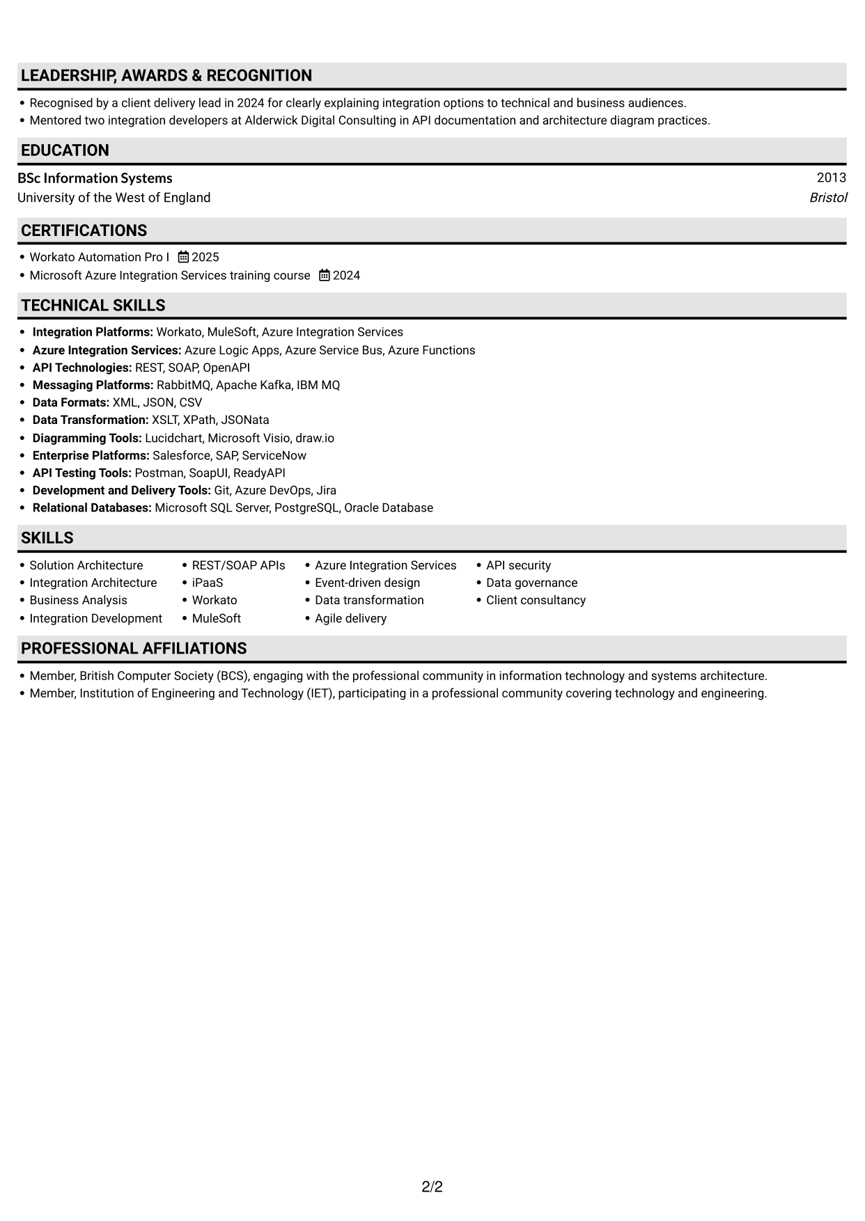 CV example — page 2