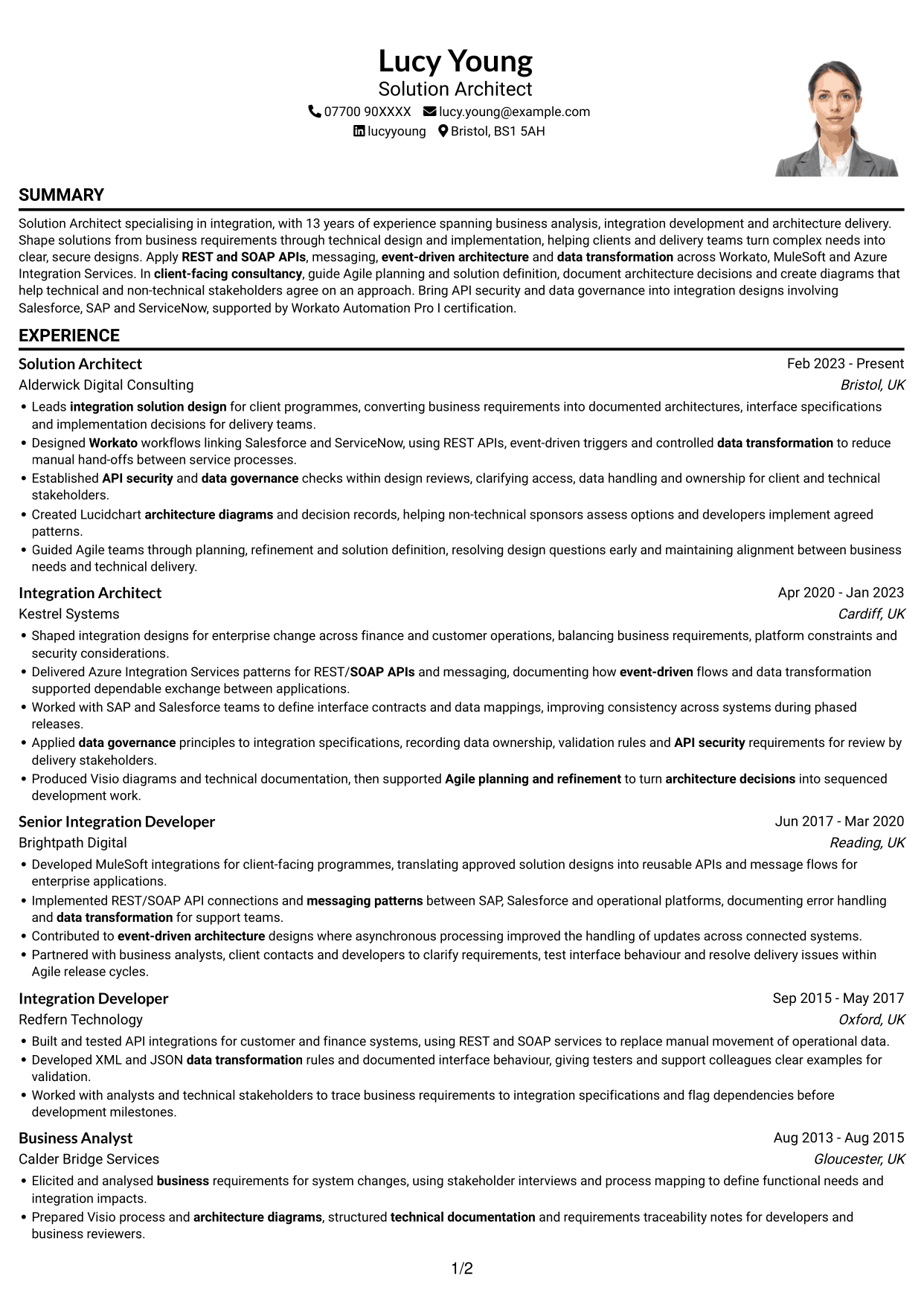 CV example — page 1