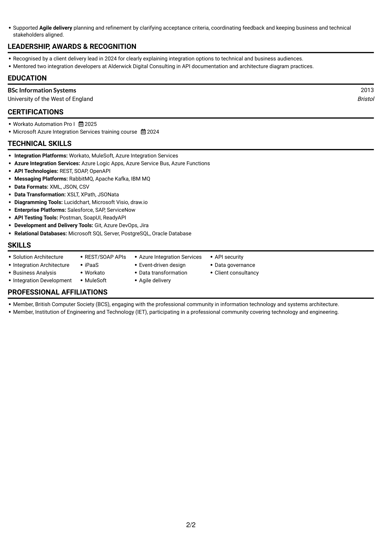 CV example — page 2
