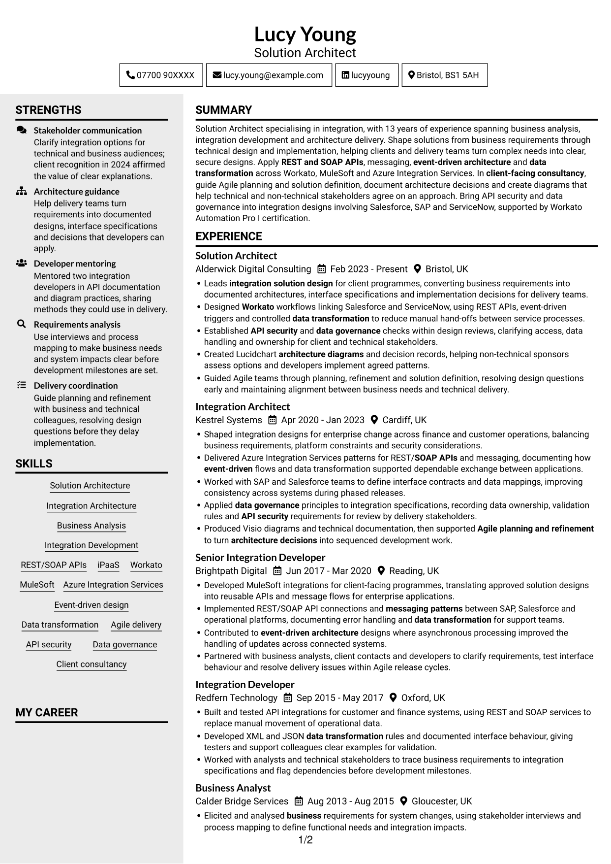CV example — page 1
