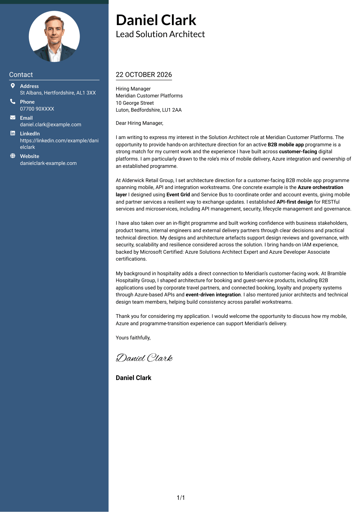 Cover letter example — page 1