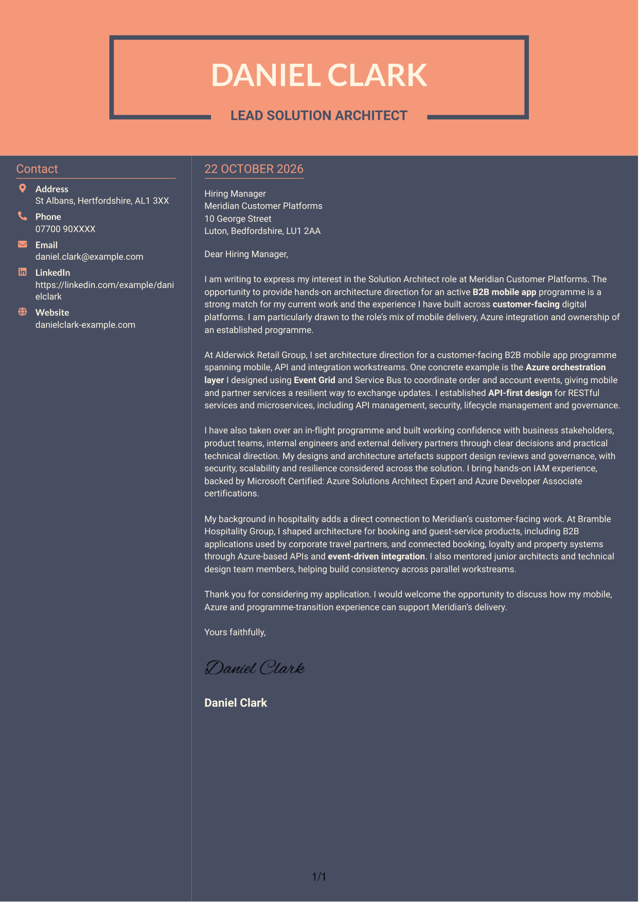 Cover letter example — page 1