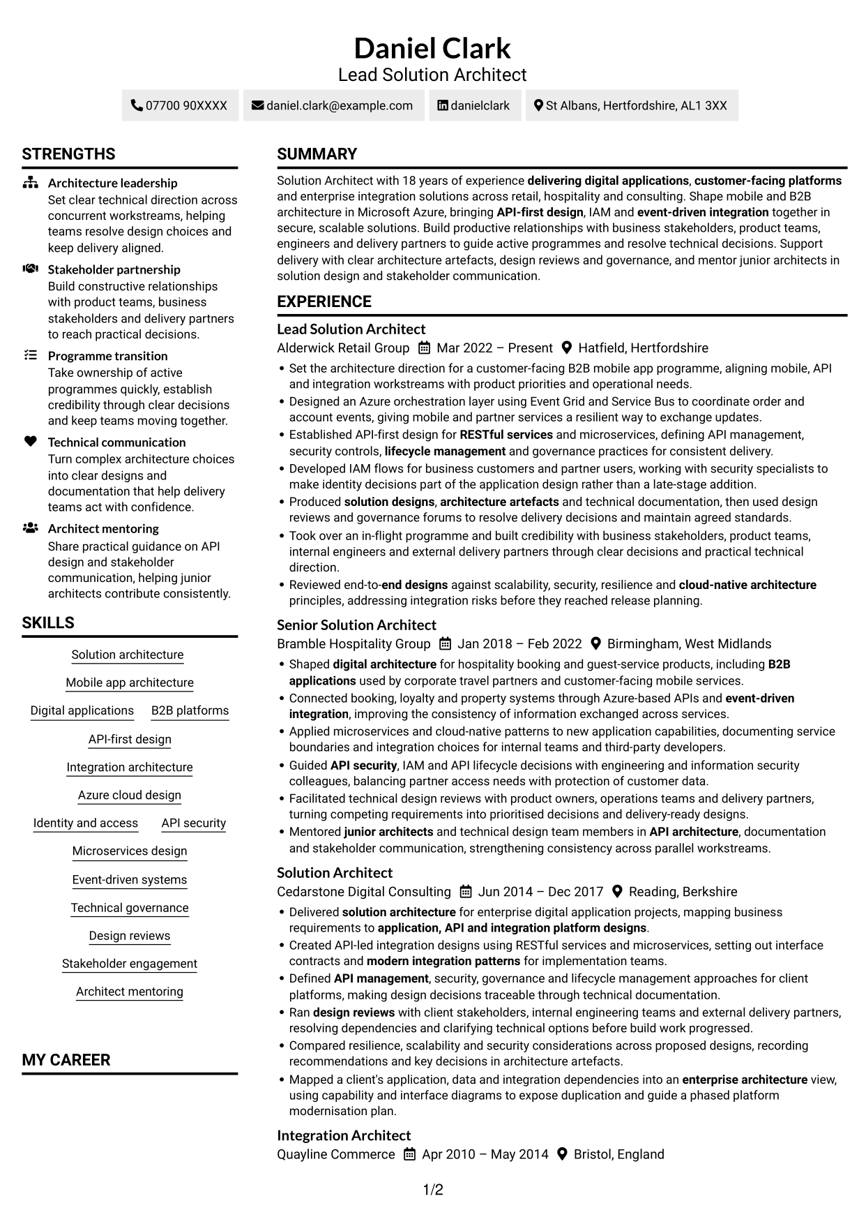 CV example — page 1
