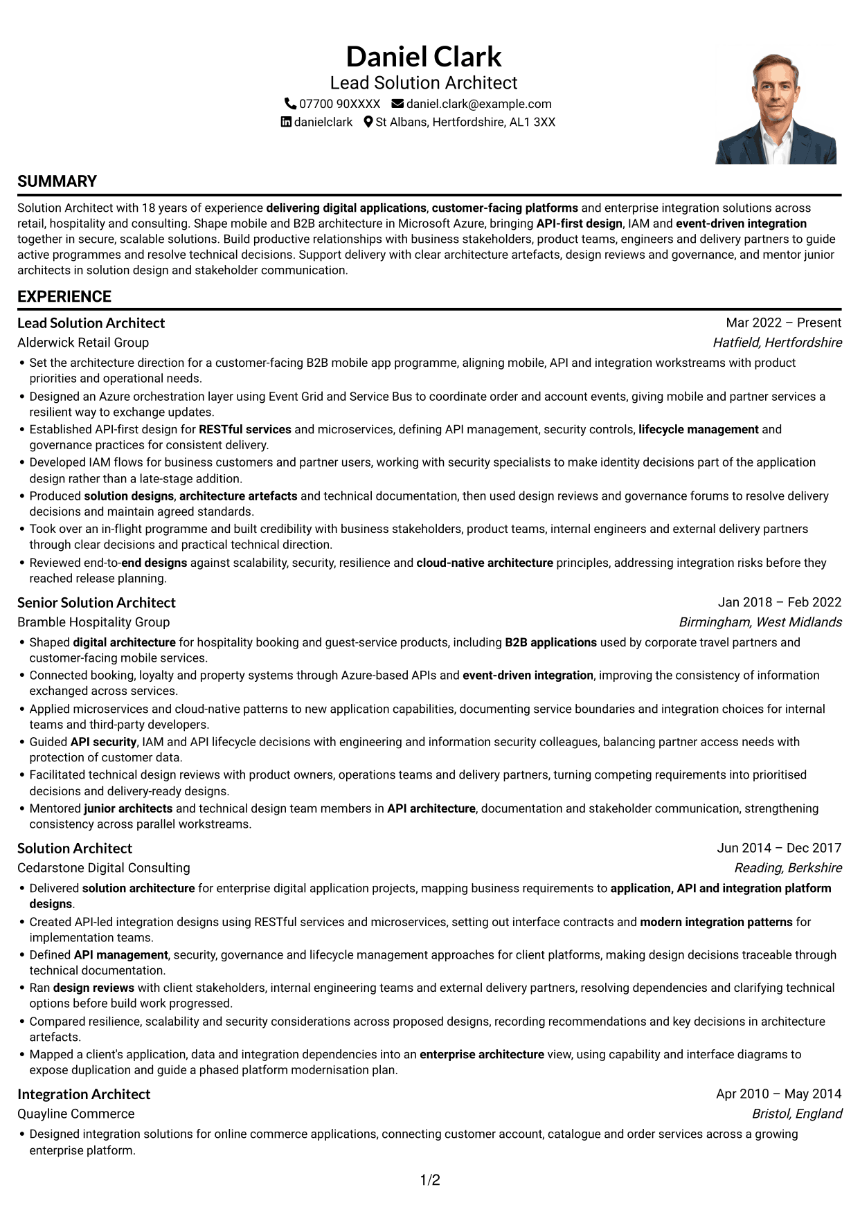 CV example — page 1