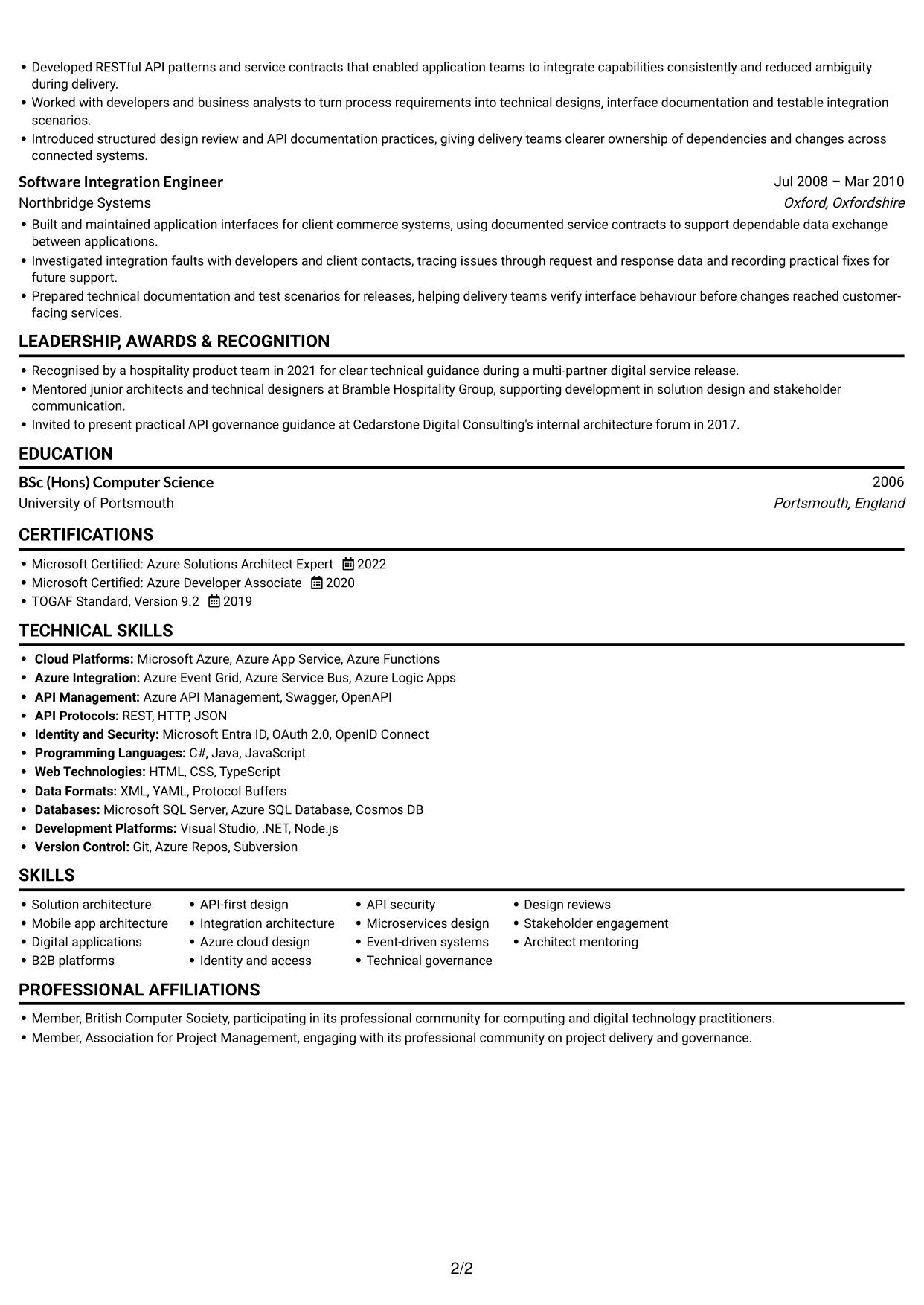 CV example — page 2