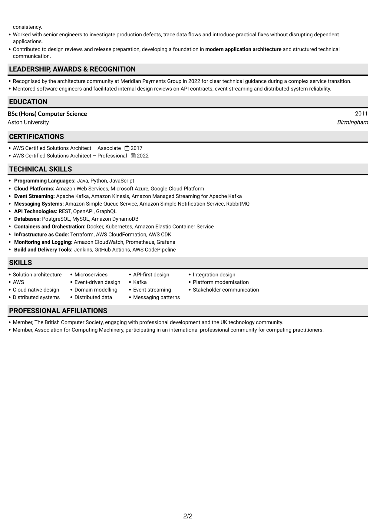 CV example — page 2