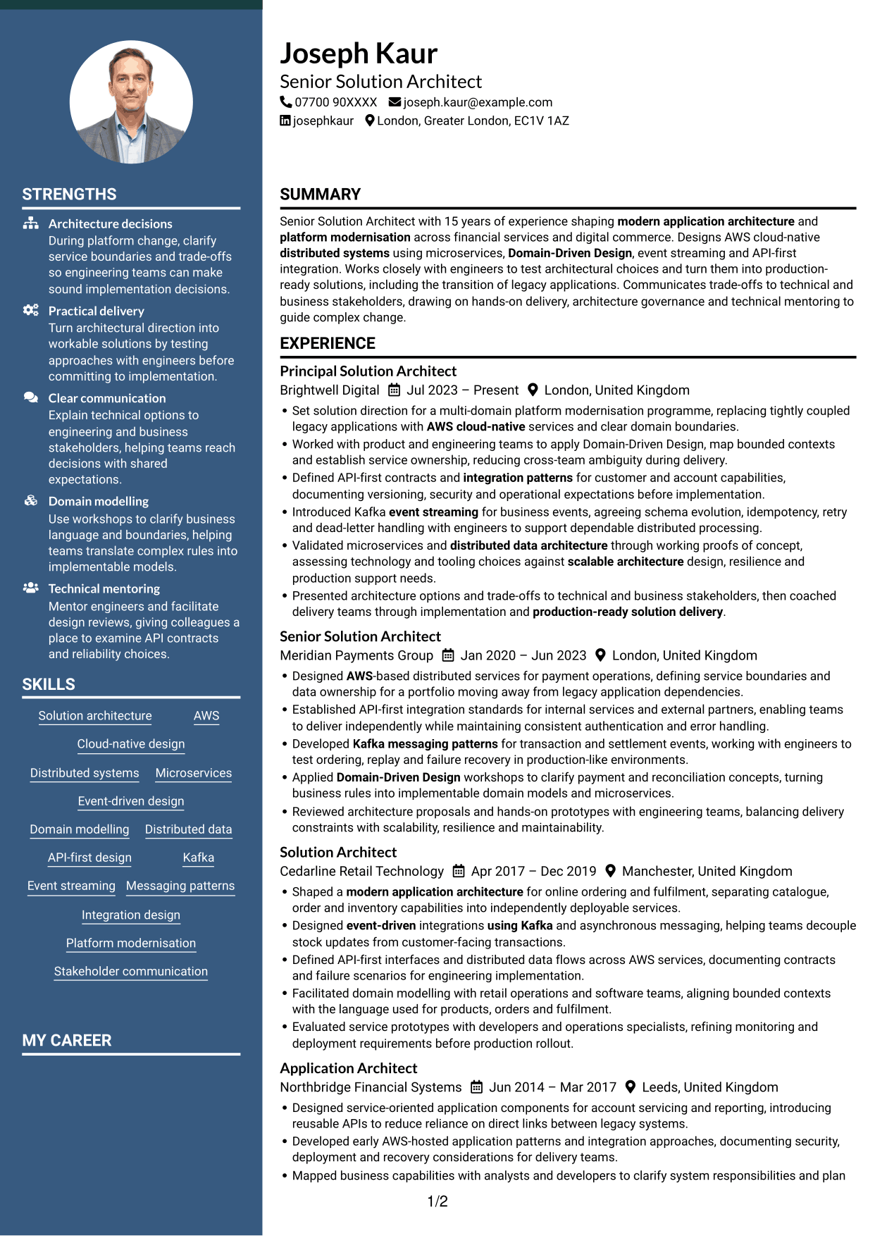 CV example — page 1