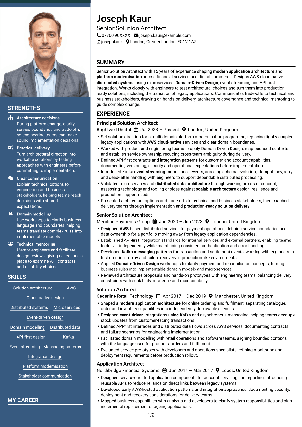 CV example — page 1