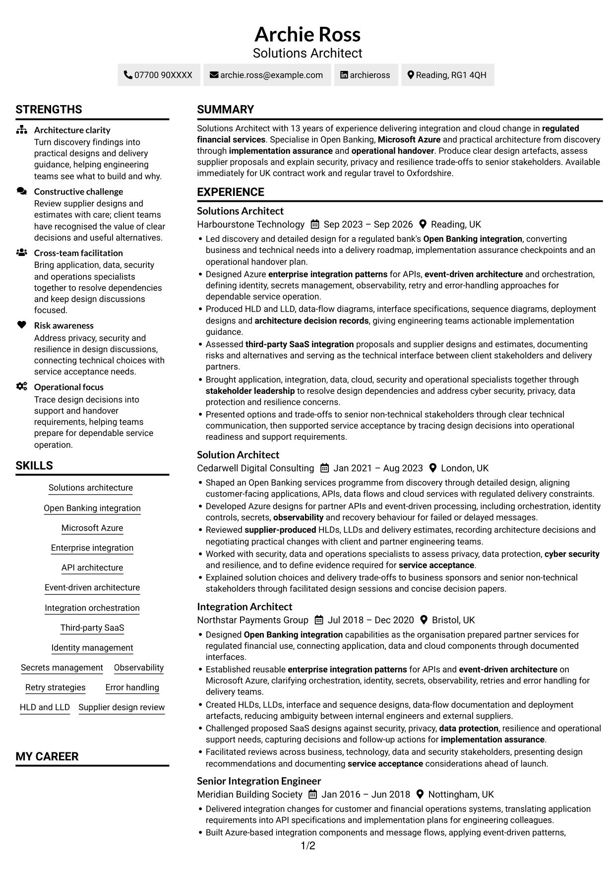 CV example — page 1
