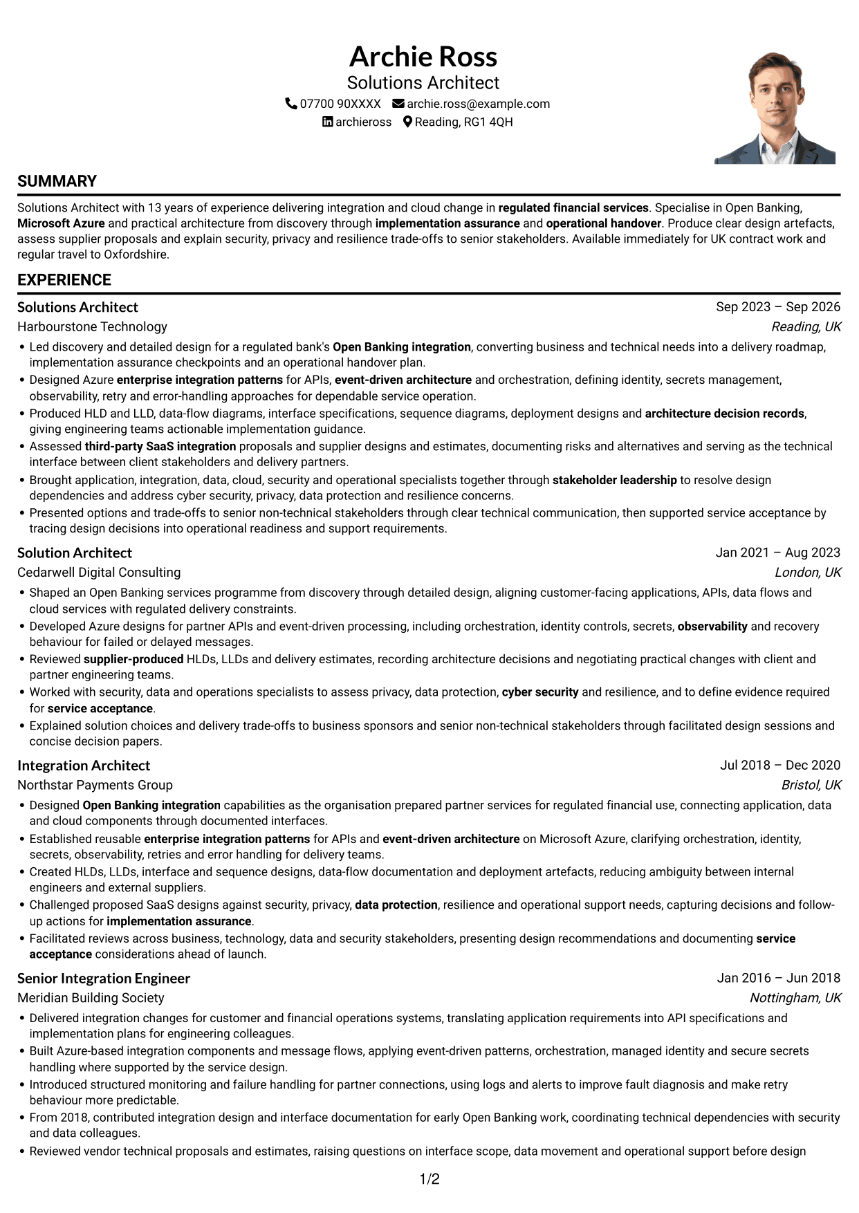 CV example — page 1