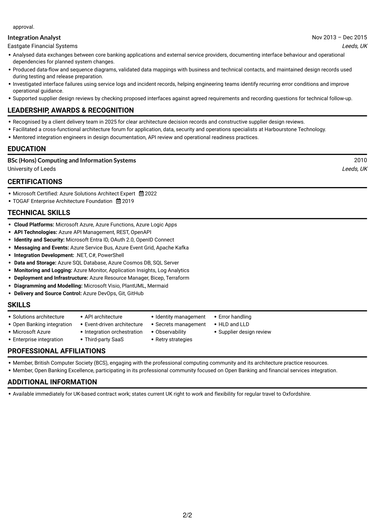 CV example — page 2