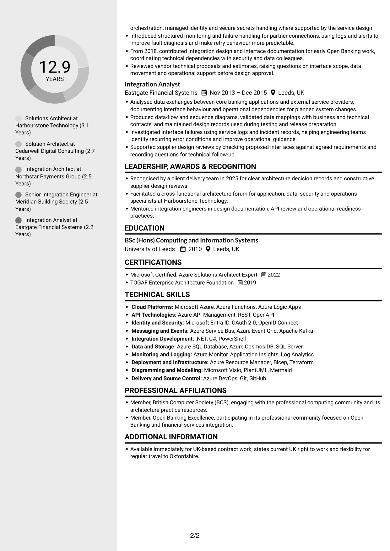 CV example — page 2