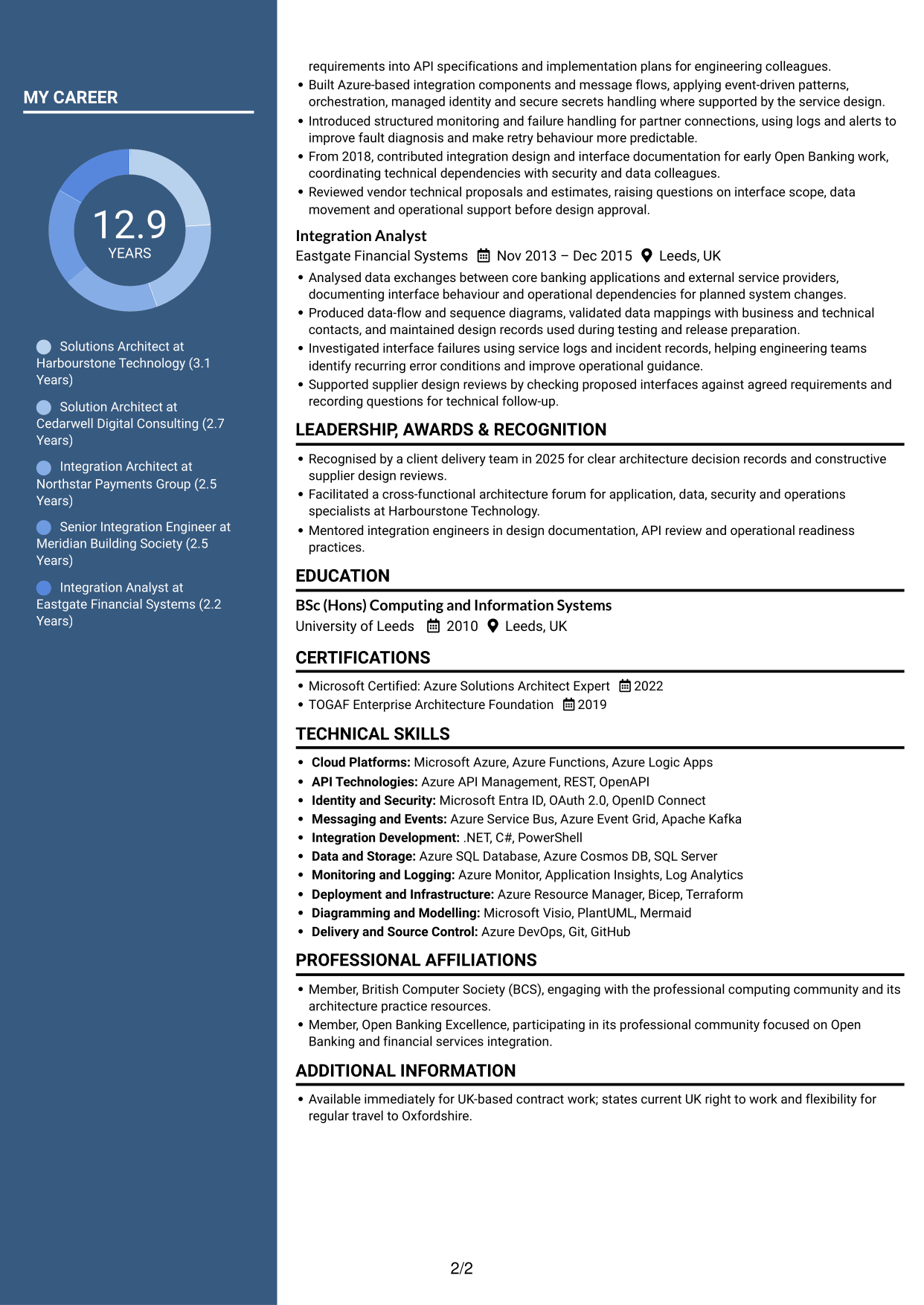 CV example — page 2