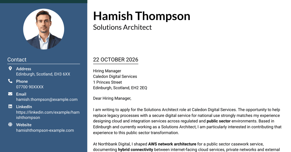 7 Solutions Architect - Software and Networks Cover Letter Templates with Example