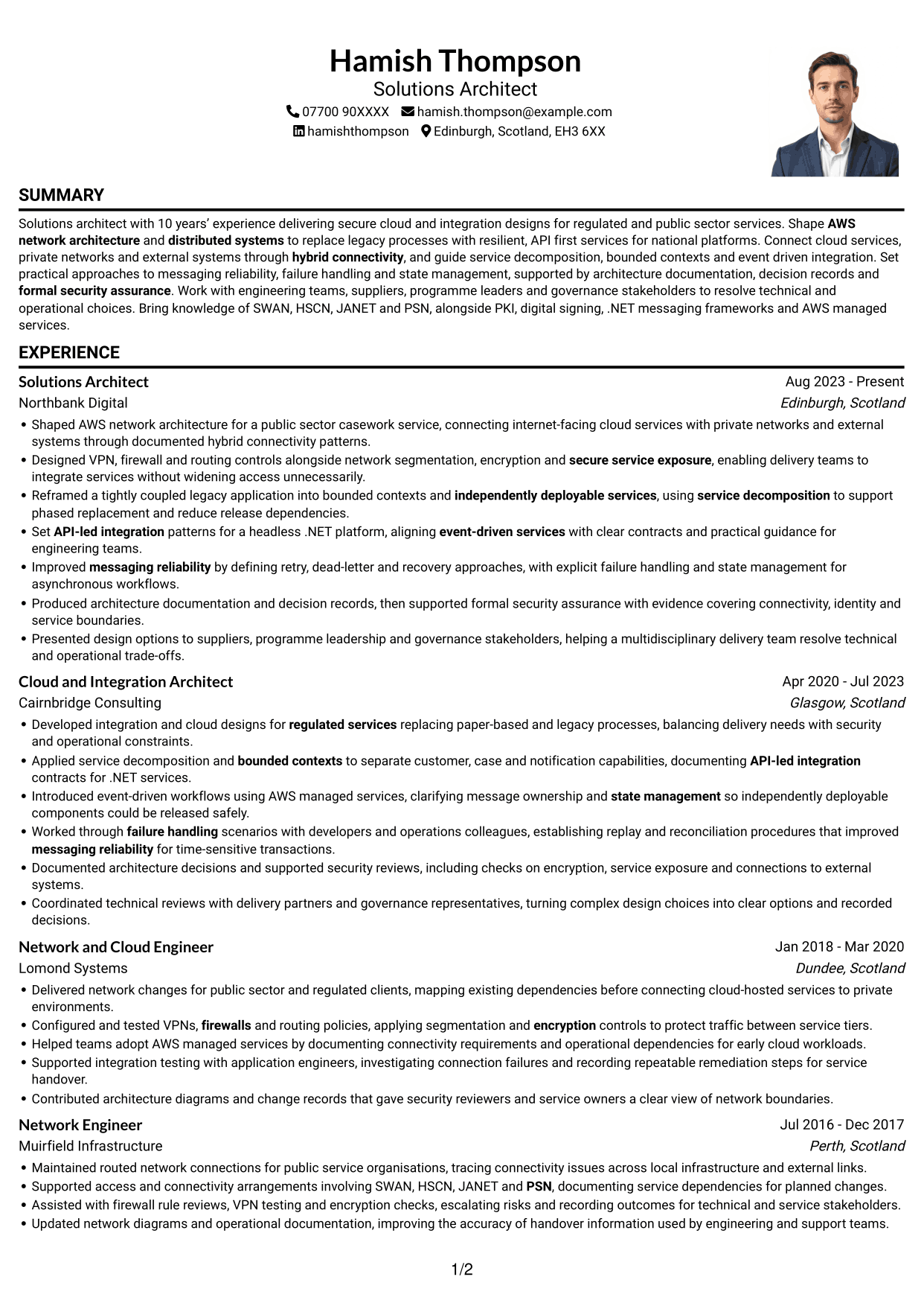 CV example — page 1