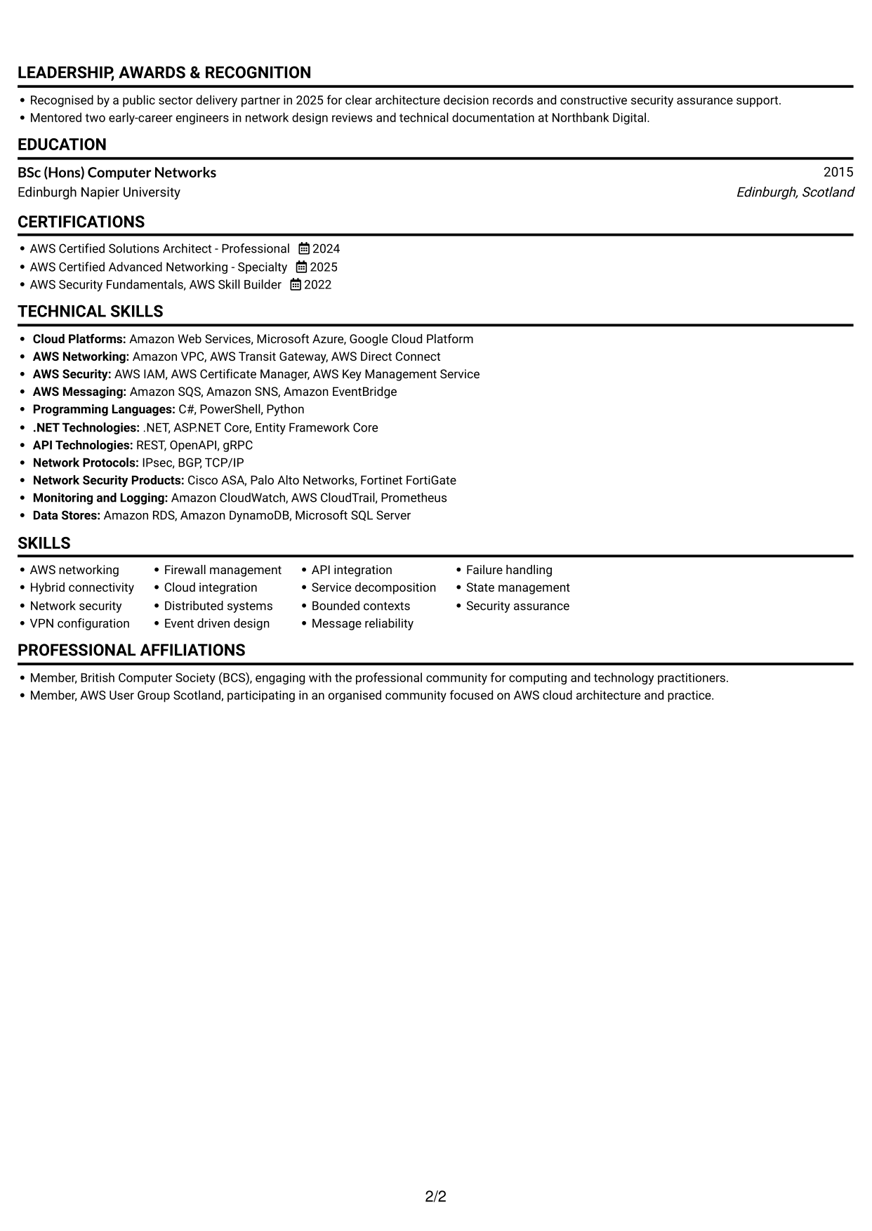 CV example — page 2