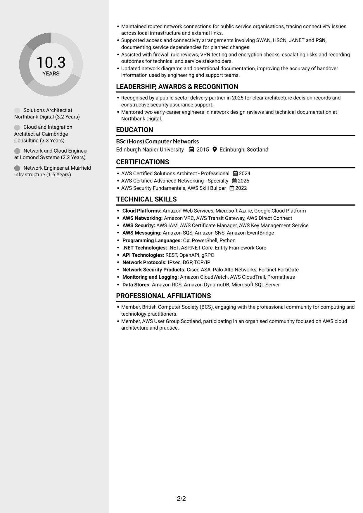 CV example — page 2