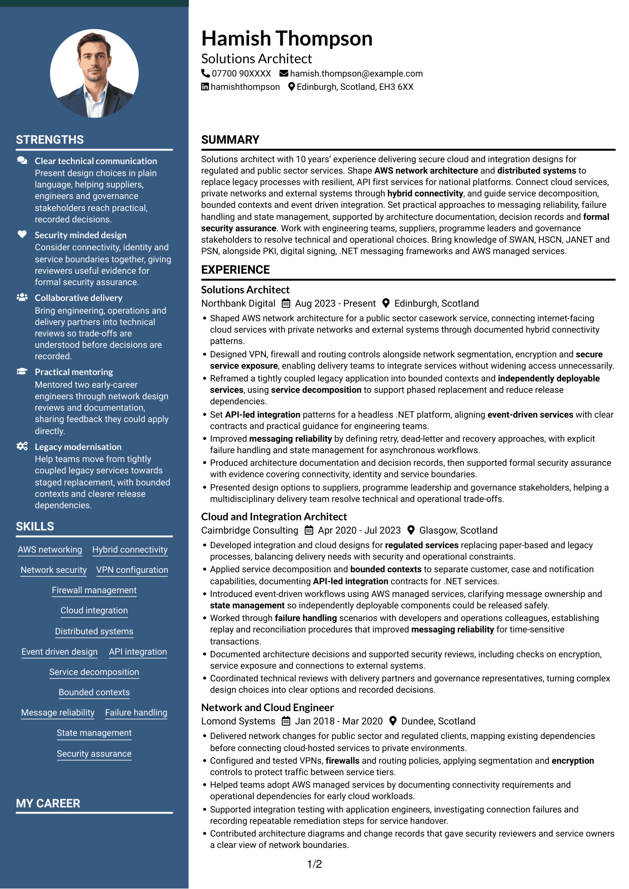 CV example — page 1