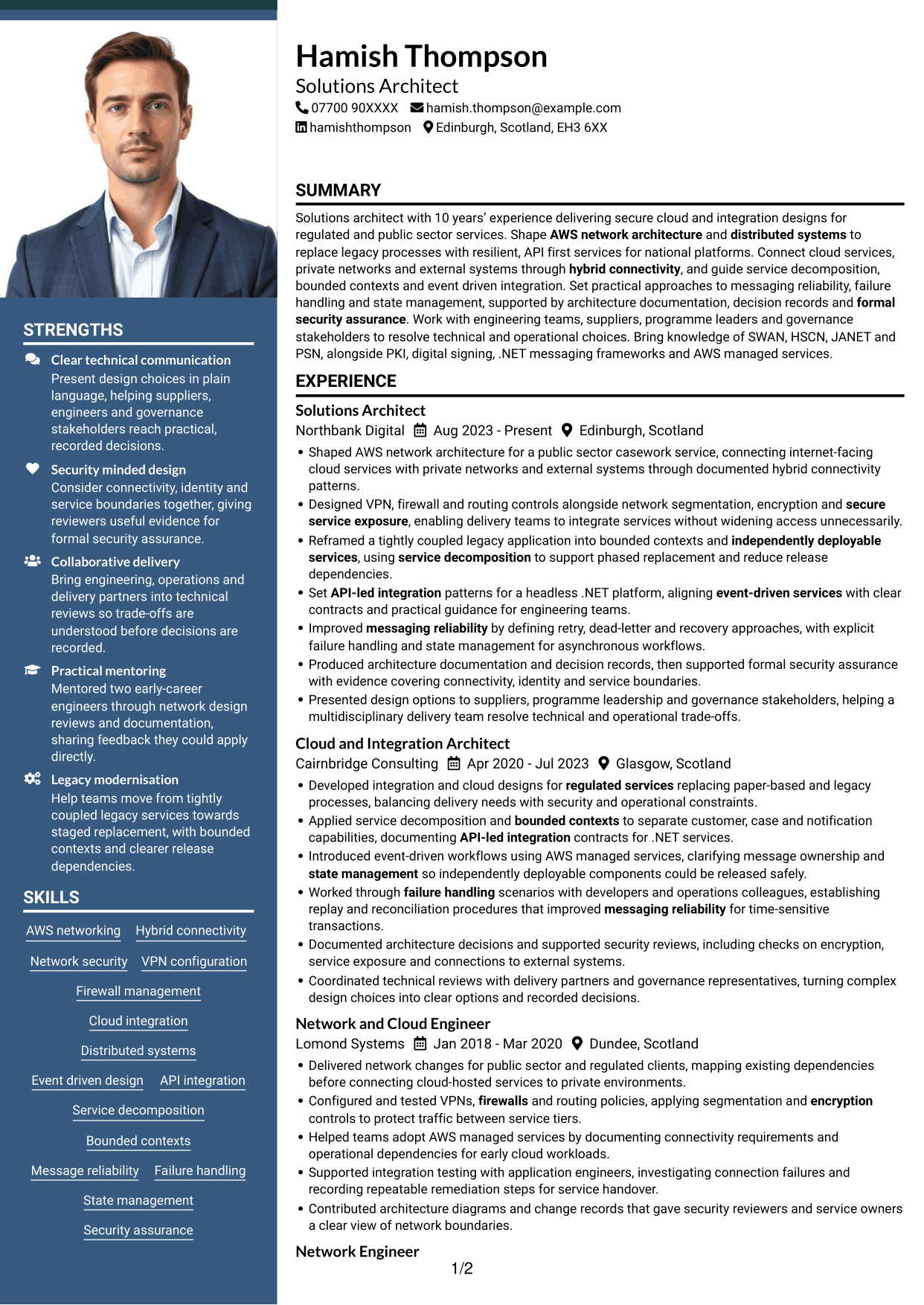 CV example — page 1