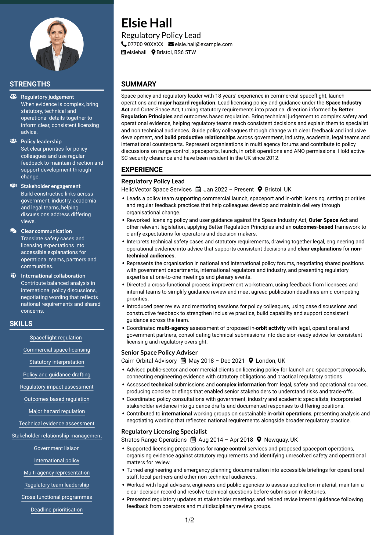 CV example — page 1